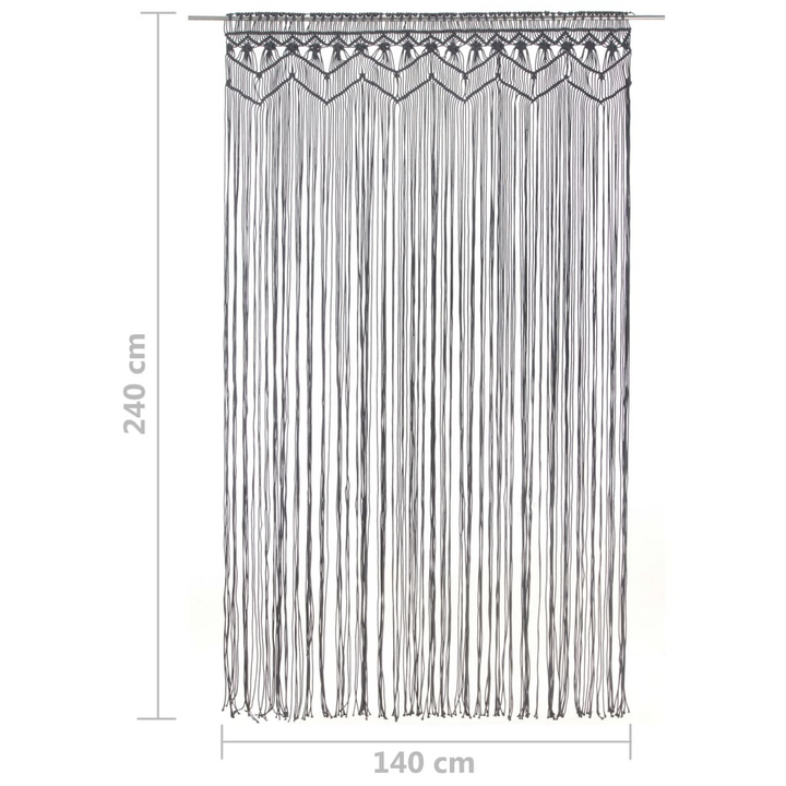 Macrame Curtain Anthracite 140x240 cm - Elegant Cotton String Curtain for Windows, Doors, and Room Dividers - Premium  from Home Treasures - Just £52.99! Shop now at Home Treasures