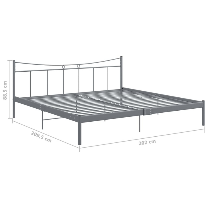 Sleek & Sturdy Grey Metal Bed Frame 200x200 cm - Modern Design for Comfortable Sleep - Premium  from Home Treasures - Just £121.99! Shop now at Home Treasures