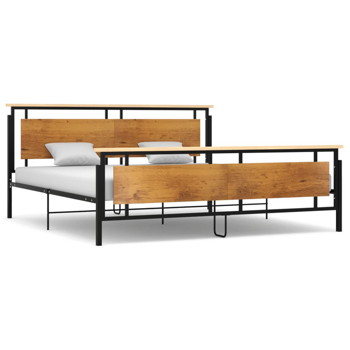 Solid Oak & Metal Bed Frame - Sturdy Design, Modern Aesthetic, and Ultimate Comfort - Premium  from Home Treasures - Just £157.99! Shop now at Home Treasures