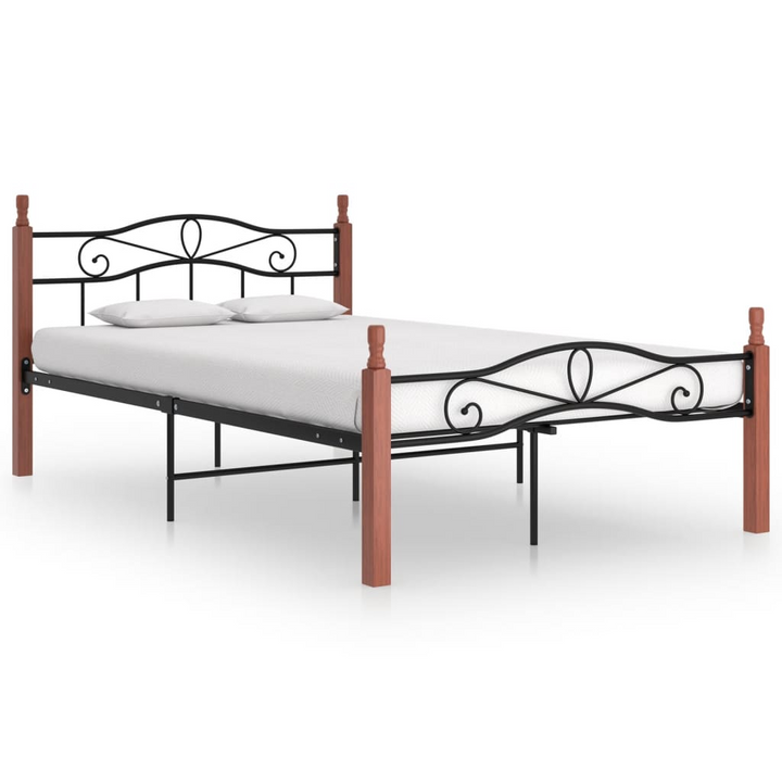 Elegant & Durable Black Metal and Solid Oak Wood Stylish Bed Frame - 120x200 cm - Premium  from Home Treasures - Just £144.99! Shop now at Home Treasures