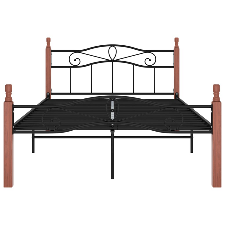 Elegant & Durable Black Metal and Solid Oak Wood Stylish Bed Frame - 120x200 cm - Premium  from Home Treasures - Just £144.99! Shop now at Home Treasures