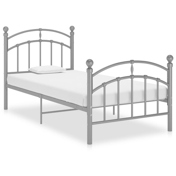 Sturdy Grey Metal Bed Frame with Slatted Base - 90x200 cm - Durable & Stylish Design - Premium  from Home Treasures - Just £121.99! Shop now at Home Treasures