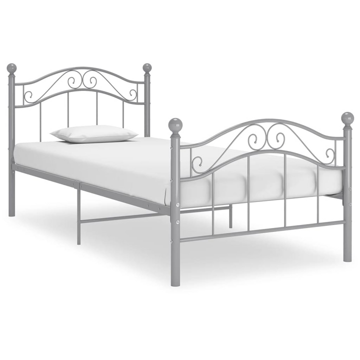 Grey Metal Bed Frame 90x200 cm – Sturdy Single Bed with Powder-Coated Finish | Modern & Durable - Premium  from Home Treasures - Just £96.99! Shop now at Home Treasures