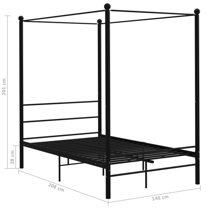 Elegant Black Metal Canopy Bed Frame | 140x200 cm | Sturdy & Stylish | Easy Assembly - Premium  from Home Treasures - Just £131.99! Shop now at Home Treasures