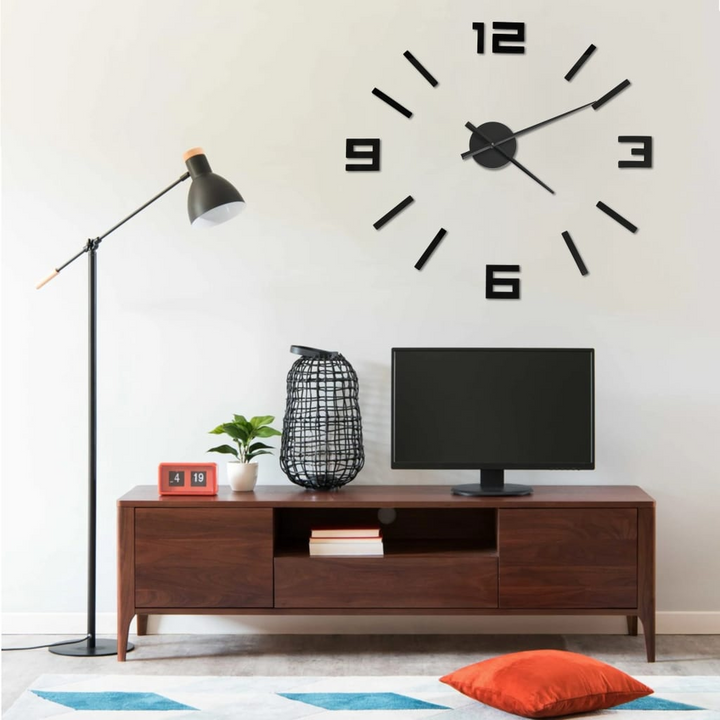 Extra-Large 3D Wall Clock Modern Design in Black – Stylish DIY Decor for Your Home - Premium  from Home Treasures - Just £22.99! Shop now at Home Treasures