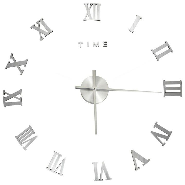 Stunning 3D Silver Roman Numerals Wall Clock - Extra Large DIY Design for Elegant Home Decor - Premium  from Home Treasures - Just £17.99! Shop now at Home Treasures