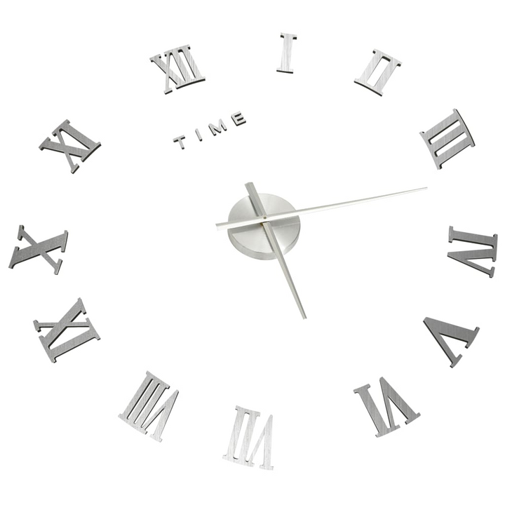 Stunning 3D Silver Roman Numerals Wall Clock - Extra Large DIY Design for Elegant Home Decor - Premium  from Home Treasures - Just £17.99! Shop now at Home Treasures