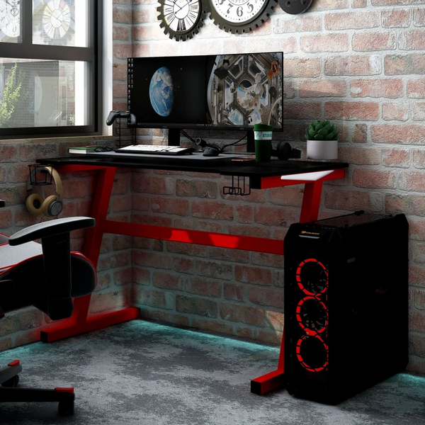 Gaming Desk with LED Lights - Z Shape Black, Spacious 110x60x75 cm, Ergonomic Design - Premium  from Home Treasures - Just £137.99! Shop now at Home Treasures