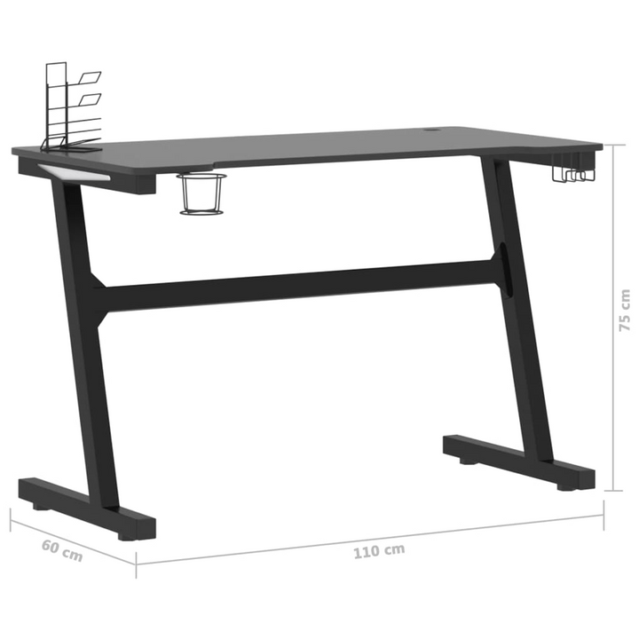 Gaming Desk with LED Lights - Z Shape Black, Spacious 110x60x75 cm, Ergonomic Design - Premium  from Home Treasures - Just £137.99! Shop now at Home Treasures