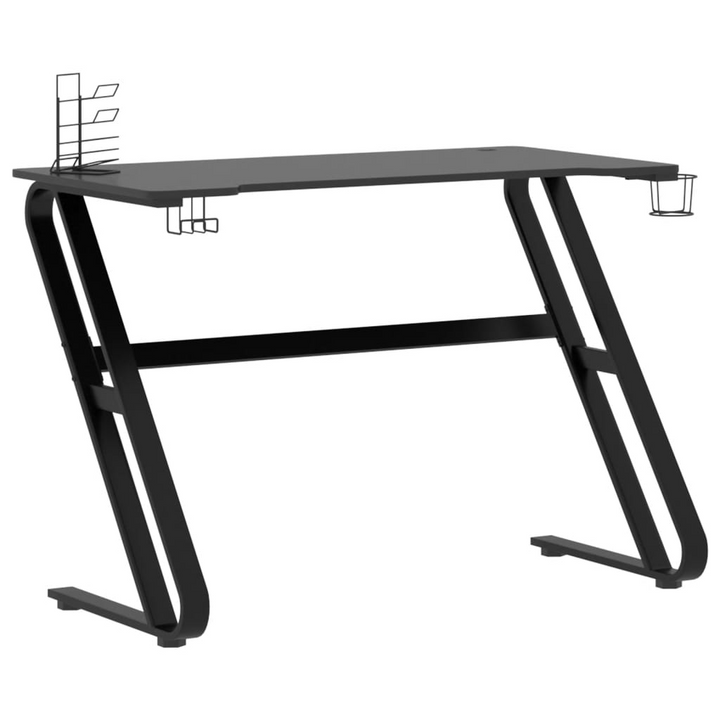 Ergonomic Gaming Desk with Z Shape Legs (Black) - Spacious 110 x 60 x 75cm Workspace, Includes Cup Holder, Earphone and Controller Racks - Premium  from Home Treasures - Just £109.99! Shop now at Home Treasures