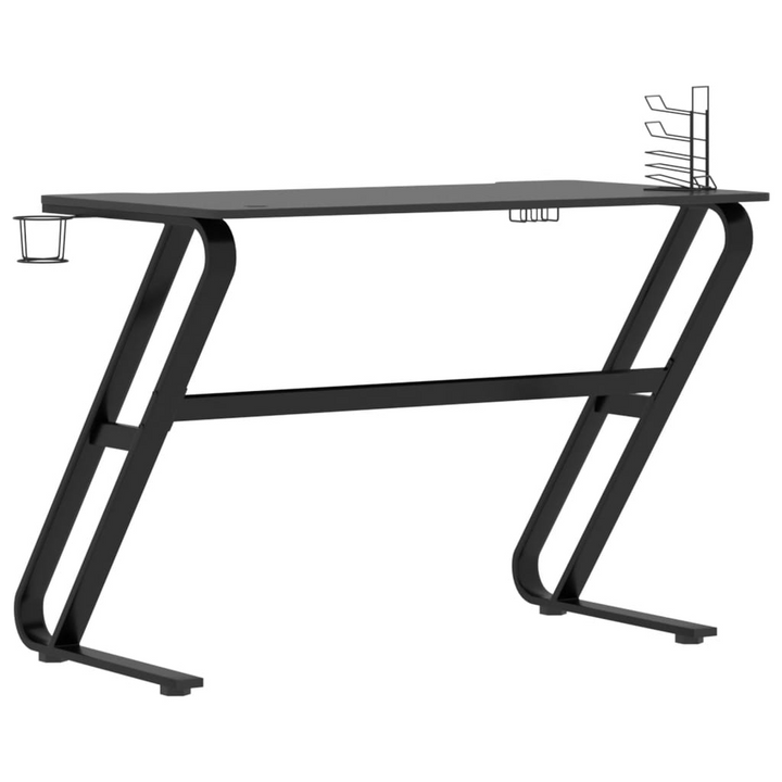 Ergonomic Gaming Desk with Z Shape Legs (Black) - Spacious 110 x 60 x 75cm Workspace, Includes Cup Holder, Earphone and Controller Racks - Premium  from Home Treasures - Just £109.99! Shop now at Home Treasures