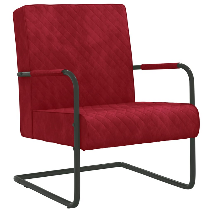 Elegant Velvet Cantilever Chair in Wine Red – Stylish & Comfortable Seating for Home or Office - Premium  from Home Treasures - Just £140.99! Shop now at Home Treasures