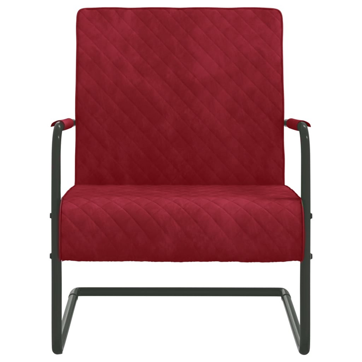 Elegant Velvet Cantilever Chair in Wine Red – Stylish & Comfortable Seating for Home or Office - Premium  from Home Treasures - Just £140.99! Shop now at Home Treasures