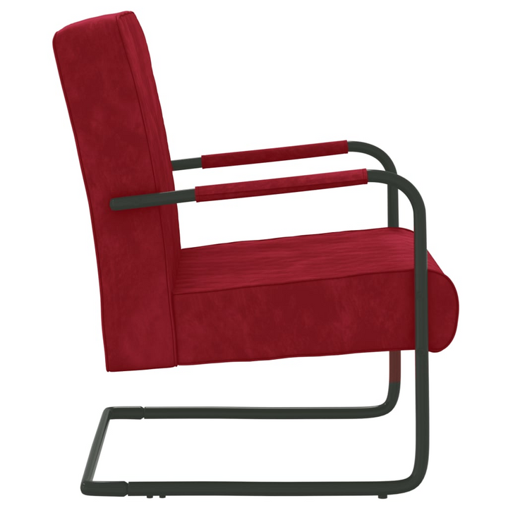 Elegant Velvet Cantilever Chair in Wine Red – Stylish & Comfortable Seating for Home or Office - Premium  from Home Treasures - Just £140.99! Shop now at Home Treasures