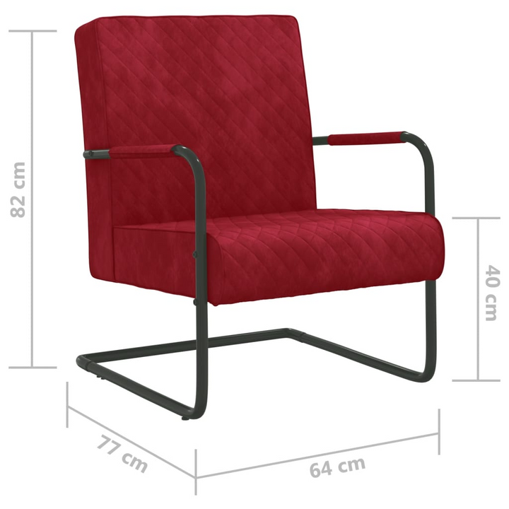 Elegant Velvet Cantilever Chair in Wine Red – Stylish & Comfortable Seating for Home or Office - Premium  from Home Treasures - Just £140.99! Shop now at Home Treasures