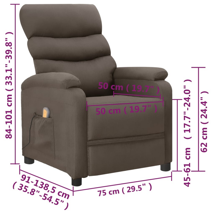 Grey Faux Leather Wing Back Massage Reclining Chair - Ultimate Comfort with 6-Point Vibration Massage - Premium  from Home Treasures - Just £243.99! Shop now at Home Treasures