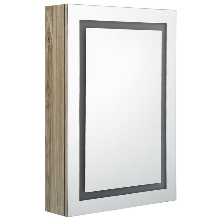 Modern Oak Bathroom Mirror Cabinet with LED Light - 50 x 13 x 70cm | Stylish Vanity Storage Solution - Premium  from Home Treasures - Just £128.99! Shop now at Home Treasures