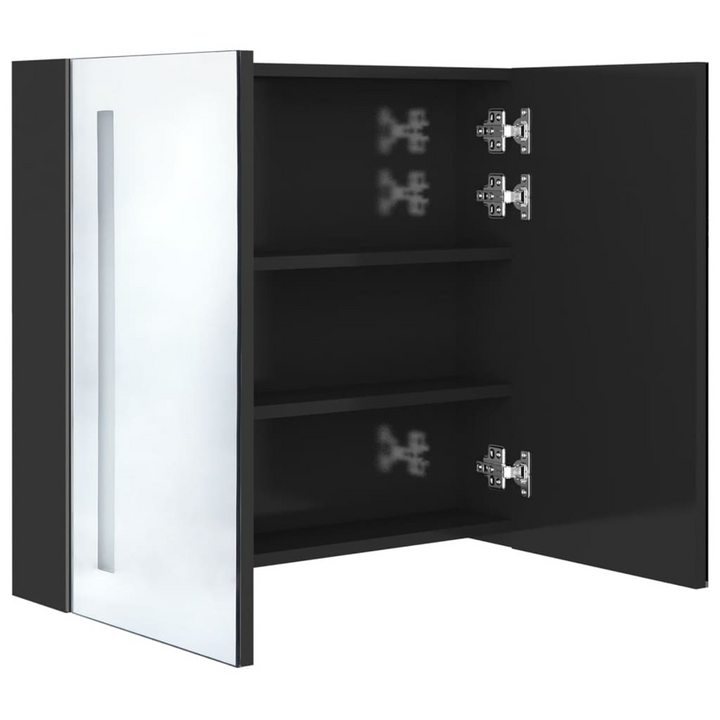 Elegant LED Bathroom Mirror Cabinet in Shining Black - 62 x 14 x 60 cm, Modern Wall-Mounted Vanity Storage - Premium  from Home Treasures - Just £111.99! Shop now at Home Treasures