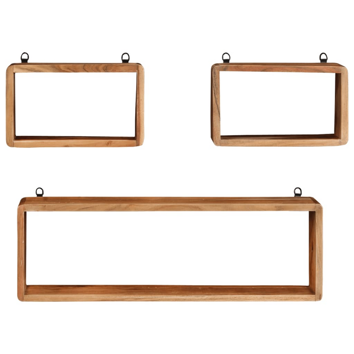 3 Piece Solid Acacia Wood Wall Cube Shelf Set - Stylish & Durable Storage Solution for Home & Office - Premium  from Home Treasures - Just £80.99! Shop now at Home Treasures