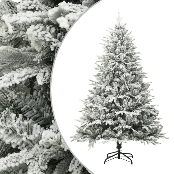 Artificial Christmas Tree with Flocked Snow, Green - PVC & PE Branches, Lifelike & Reusable, Easy Assembly with Steel Stand - Premium  from Home Treasures - Just £103.99! Shop now at Home Treasures