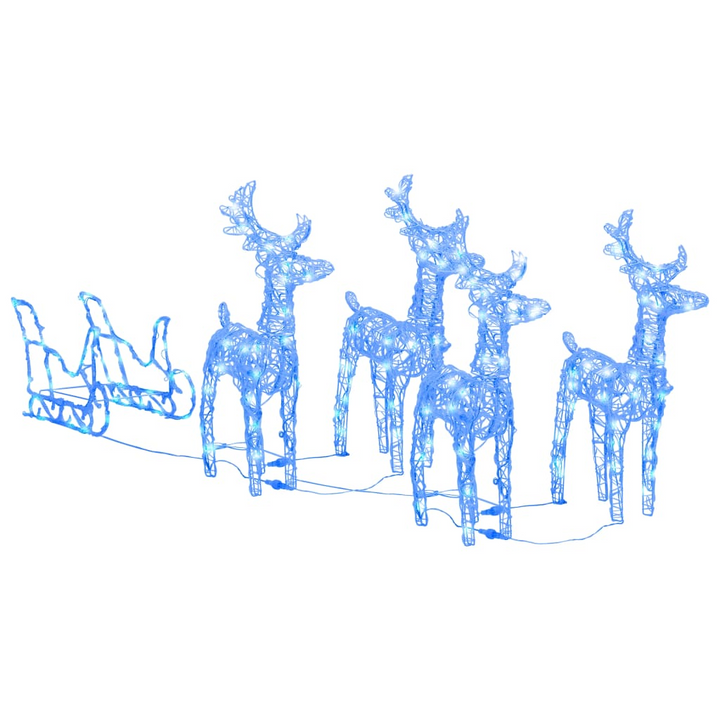 Reindeers & Sleigh Christmas Decoration - Stunning 280x28x55 cm Acrylic Holiday Decor with Blue LED Lights - Premium  from Home Treasures - Just £129.99! Shop now at Home Treasures