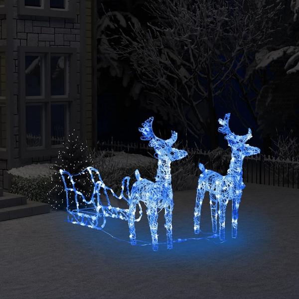 Acrylic Reindeers & Sleigh Christmas Decoration with 160 Blue LEDs - Premium  from Home Treasures - Just £67.99! Shop now at Home Treasures