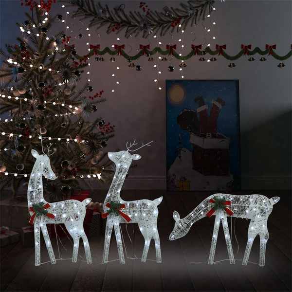 White Mesh Christmas Reindeer Family 270x7x90 cm ,Cold White Cold LED - Premium  from Home Treasures - Just £77.99! Shop now at Home Treasures