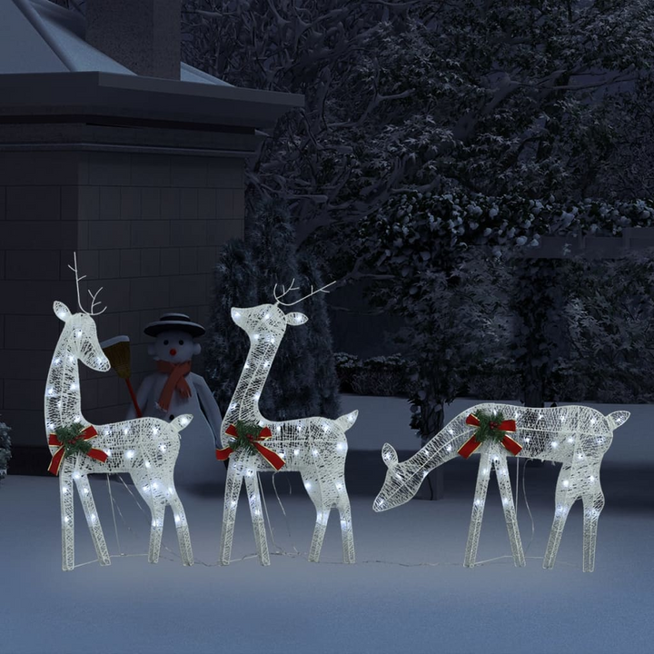 White Mesh Christmas Reindeer Family 270x7x90 cm ,Cold White Cold LED - Premium  from Home Treasures - Just £77.99! Shop now at Home Treasures