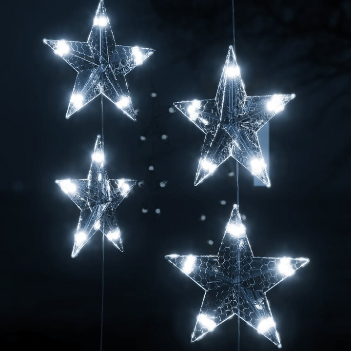 200 LED Star Curtain Fairy Lights - Cold White, 8 Functions, Indoor/Outdoor Use - Premium  from Home Treasures - Just £17.99! Shop now at Home Treasures