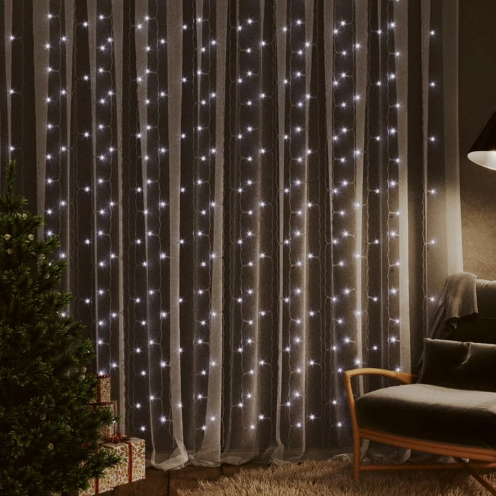 LED Curtain Fairy Lights 300 Cold White LEDs with 8 Lighting Functions - Perfect for Christmas, Weddings, and Parties - Premium  from Home Treasures - Just £19.99! Shop now at Home Treasures