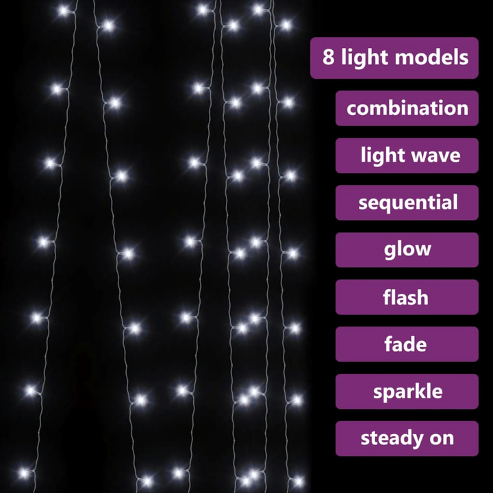 LED Curtain Fairy Lights 300 Cold White LEDs with 8 Lighting Functions - Perfect for Christmas, Weddings, and Parties - Premium  from Home Treasures - Just £19.99! Shop now at Home Treasures