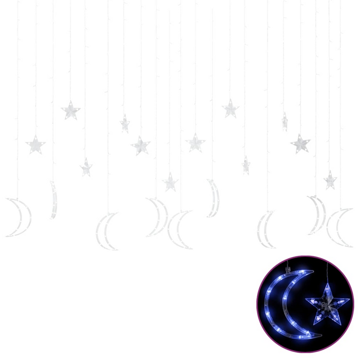 Star and Moon Fairy Lights with Remote Control - 345 LED, 8 Modes, Blue - Premium  from Home Treasures - Just £28.99! Shop now at Home Treasures