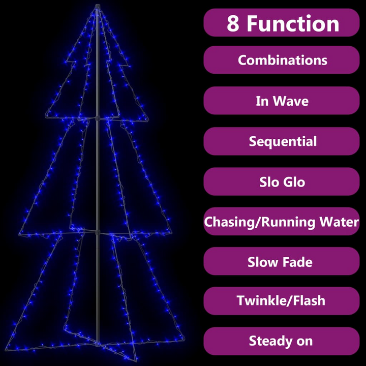 LED Christmas Cone Tree - Indoor & Outdoor, 120x220 cm - Blue Lights, 8 Lighting Modes, Waterproof Design - Premium  from Home Treasures - Just £49.99! Shop now at Home Treasures