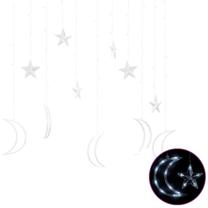 Star and Moon Fairy Lights with Remote Control - 138 LED Cold White, 8 Modes, Indoor/Outdoor Use - Premium  from Home Treasures - Just £15.99! Shop now at Home Treasures