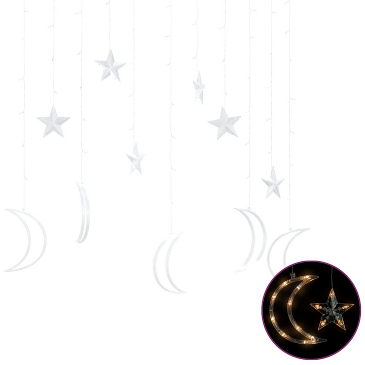 Star and Moon Fairy Lights with Remote Control, 138 LED Warm White - Perfect for Holidays & Events - Premium  from Home Treasures - Just £17.99! Shop now at Home Treasures