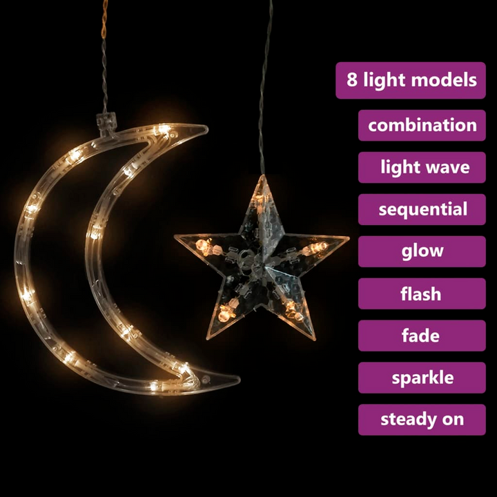 Star and Moon Fairy Lights with Remote Control, 138 LED Warm White - Perfect for Holidays & Events - Premium  from Home Treasures - Just £17.99! Shop now at Home Treasures