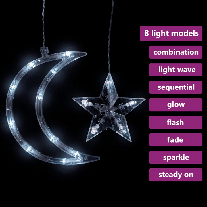 Star and Moon Fairy Lights - 345 LED Cold White with Remote Control - Premium  from Home Treasures - Just £29.99! Shop now at Home Treasures