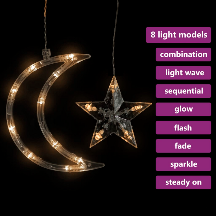 Star and Moon Fairy Lights with Remote Control - 345 Energy-Saving LEDs, Warm White for Parties, Christmas, and Weddings - Premium  from Home Treasures - Just £31.99! Shop now at Home Treasures