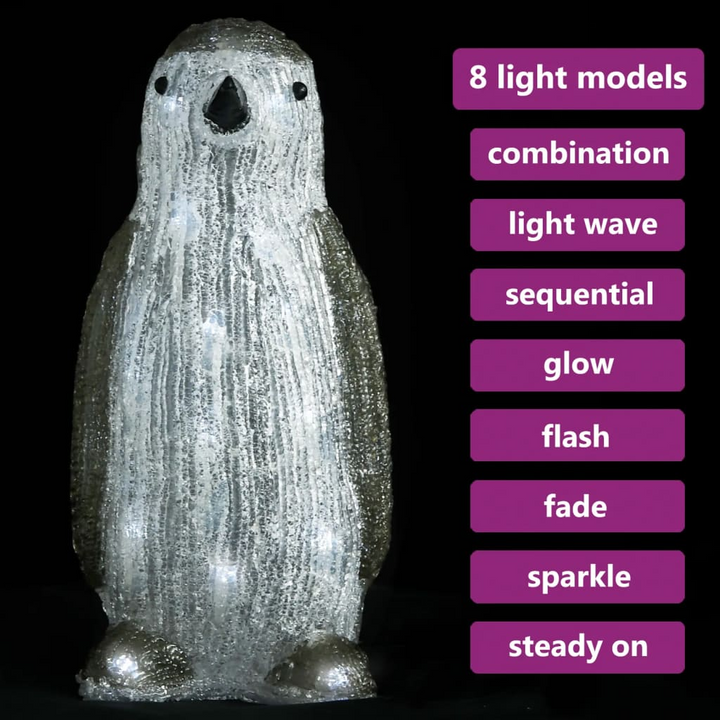 30cm LED Christmas Acrylic Penguin Figure - Indoor & Outdoor Holiday Decoration with 8 Lighting Modes - Premium  from Home Treasures - Just £31.99! Shop now at Home Treasures