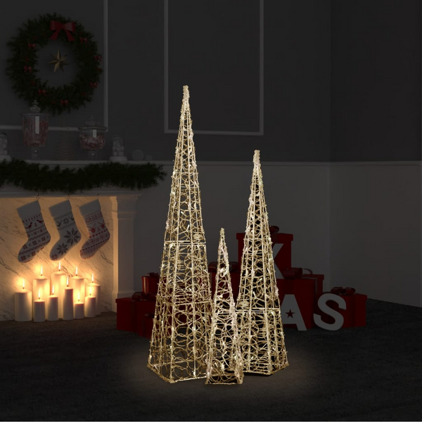 Acrylic Decorative LED Light Cone Set - Warm White - 3 Sizes 60/90/120cm - Indoor & Outdoor Christmas Decoration - 8 Lighting Effects - Energy-Saving LEDs - Premium  from Home Treasures - Just £106.99! Shop now at Home Treasures