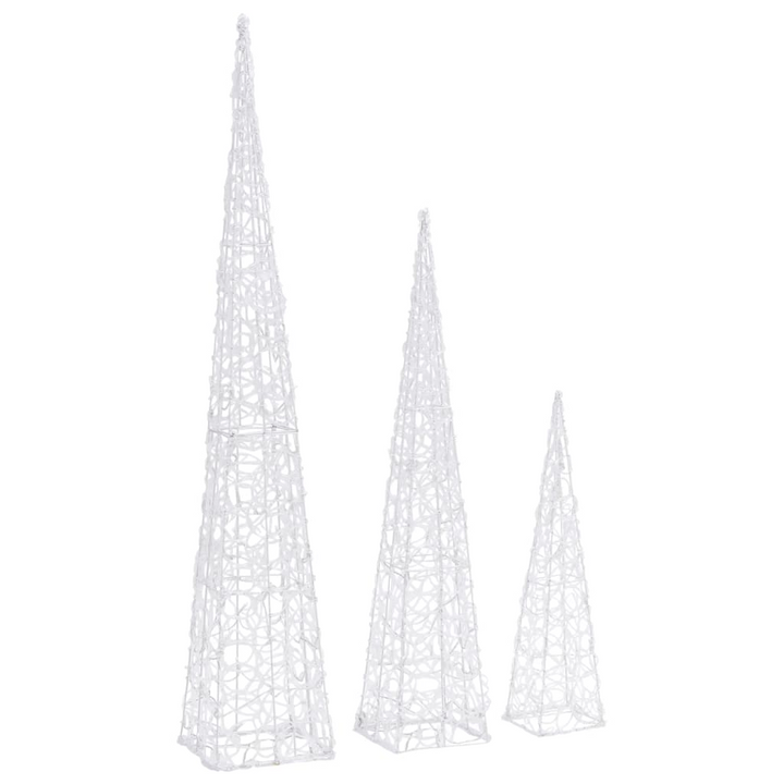 Acrylic Decorative LED Light Cone Set - Warm White - 3 Sizes 60/90/120cm - Indoor & Outdoor Christmas Decoration - 8 Lighting Effects - Energy-Saving LEDs - Premium  from Home Treasures - Just £106.99! Shop now at Home Treasures