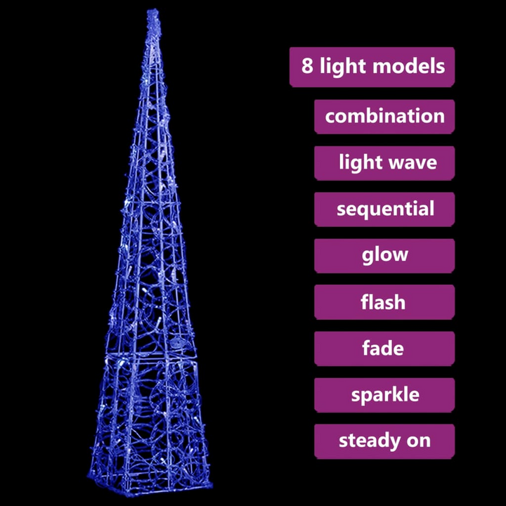 Blue Acrylic Decorative LED Light Cone - Festive Indoor & Outdoor Christmas Lighting with 8 Effects - Premium  from Home Treasures - Just £26.99! Shop now at Home Treasures