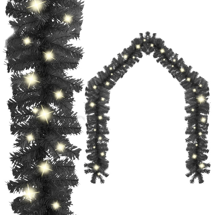 10m Black Christmas Garland with LED Lights - Elegant Holiday Decoration with 150 LEDs - Premium  from Home Treasures - Just £37.99! Shop now at Home Treasures