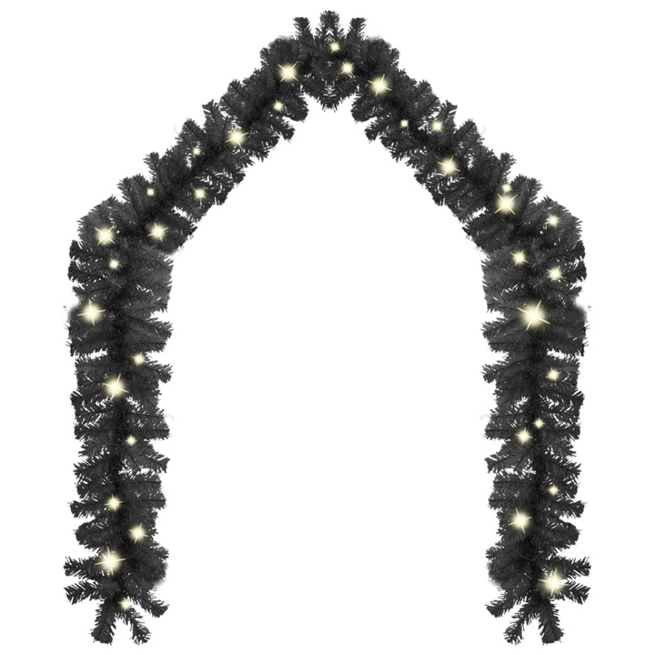 10m Black Christmas Garland with LED Lights - Elegant Holiday Decoration with 150 LEDs - Premium  from Home Treasures - Just £37.99! Shop now at Home Treasures