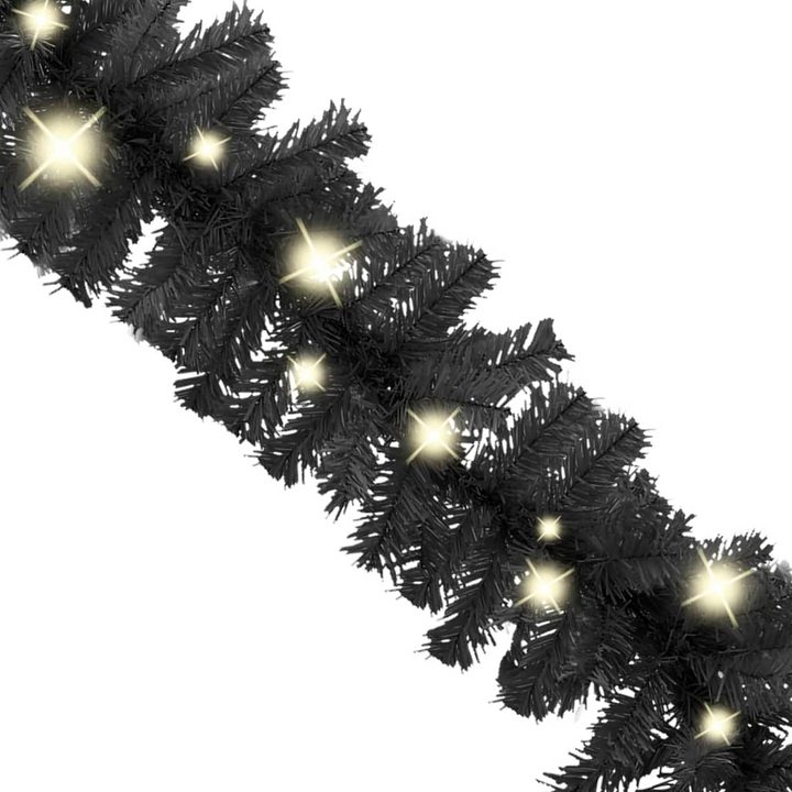 10m Black Christmas Garland with LED Lights - Elegant Holiday Decoration with 150 LEDs - Premium  from Home Treasures - Just £37.99! Shop now at Home Treasures