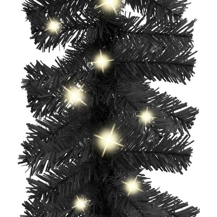 10m Black Christmas Garland with LED Lights - Elegant Holiday Decoration with 150 LEDs - Premium  from Home Treasures - Just £37.99! Shop now at Home Treasures