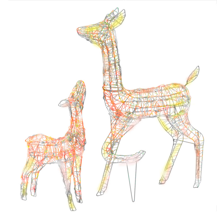 Acrylic Reindeer Family Christmas Decoration - 160 LED Colorful Lights, 69cm & 34cm - Festive Outdoor/Indoor Decor - Premium  from Home Treasures - Just £75.99! Shop now at Home Treasures