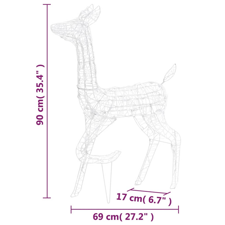 Acrylic Reindeer Family Christmas Decoration - 160 LED Colorful Lights, 69cm & 34cm - Festive Outdoor/Indoor Decor - Premium  from Home Treasures - Just £75.99! Shop now at Home Treasures