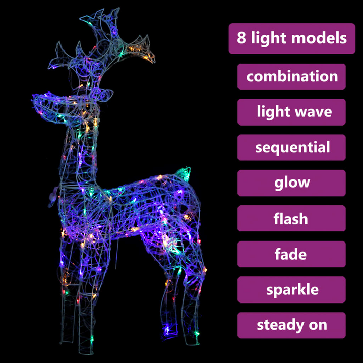 Reindeer Christmas Decoration with 90 LEDs - 60x16x100 cm Acrylic - Weather-Resistant for Indoor & Outdoor Use - Premium  from Home Treasures - Just £73.99! Shop now at Home Treasures