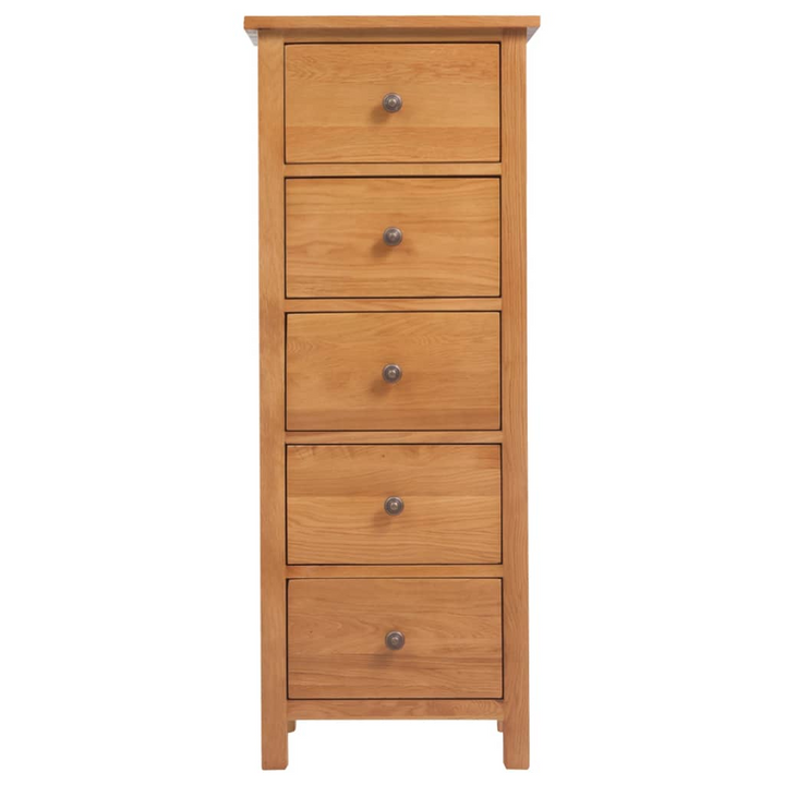 Elegant Solid Oak Tall Chest of Drawers - 5 Drawer Storage, 45 x 32 x 110 cm - Premium  from Home Treasures - Just £350.99! Shop now at Home Treasures